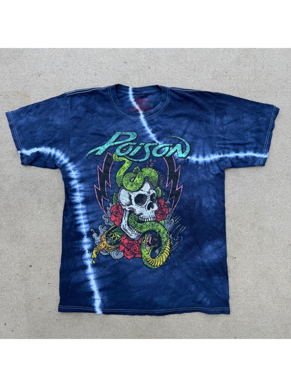 Poison T-Shirt Men Regular L Tie Dye Skull Snake Graphic